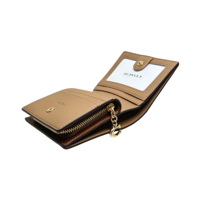 Coach Snap Old Logo Snap Closure Coated Canvas Wallet Women's Tan Tan