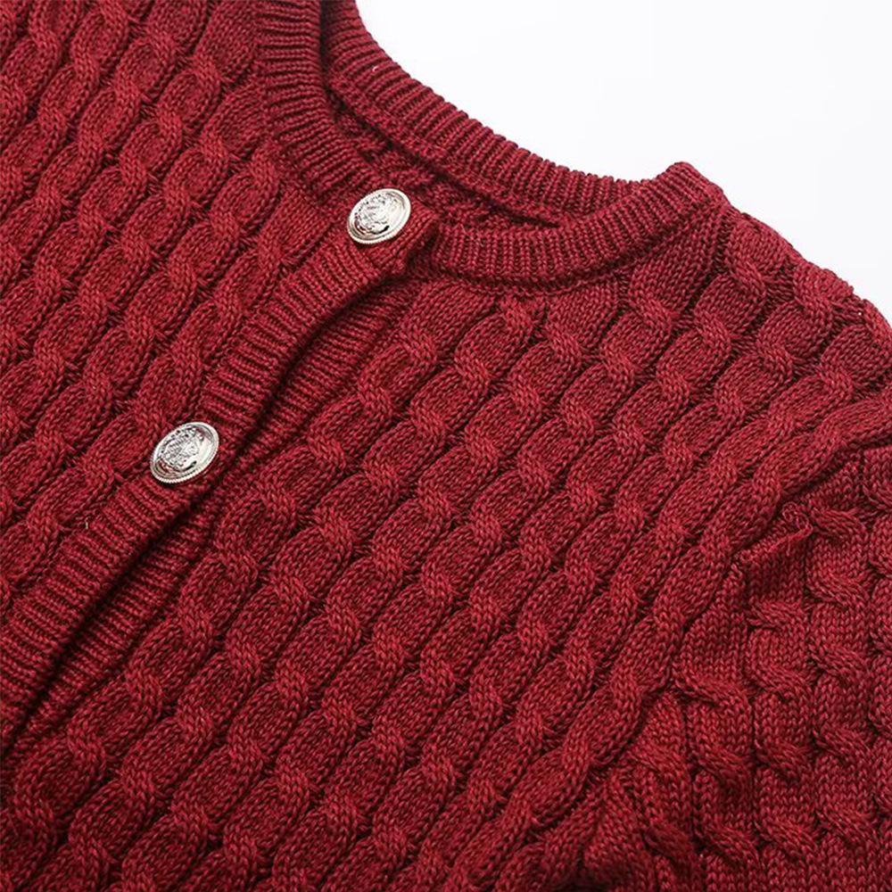 Versatile V-Neck Short-Sleeve Cable Knit Sweater for Women