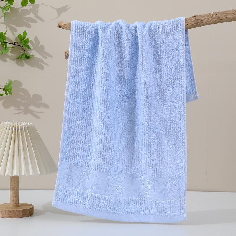 Jacquard Solid Bamboo Fiber Children s Towel 50x25, Soft, Absorbent, and Thick with Vertical Stripes 50x25 синий