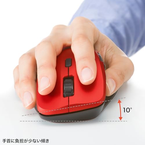 SANWA SUPPLY Silent Wireless Mouse (with Side Wheel, 5 Buttons, Red) MA-WBS524R
