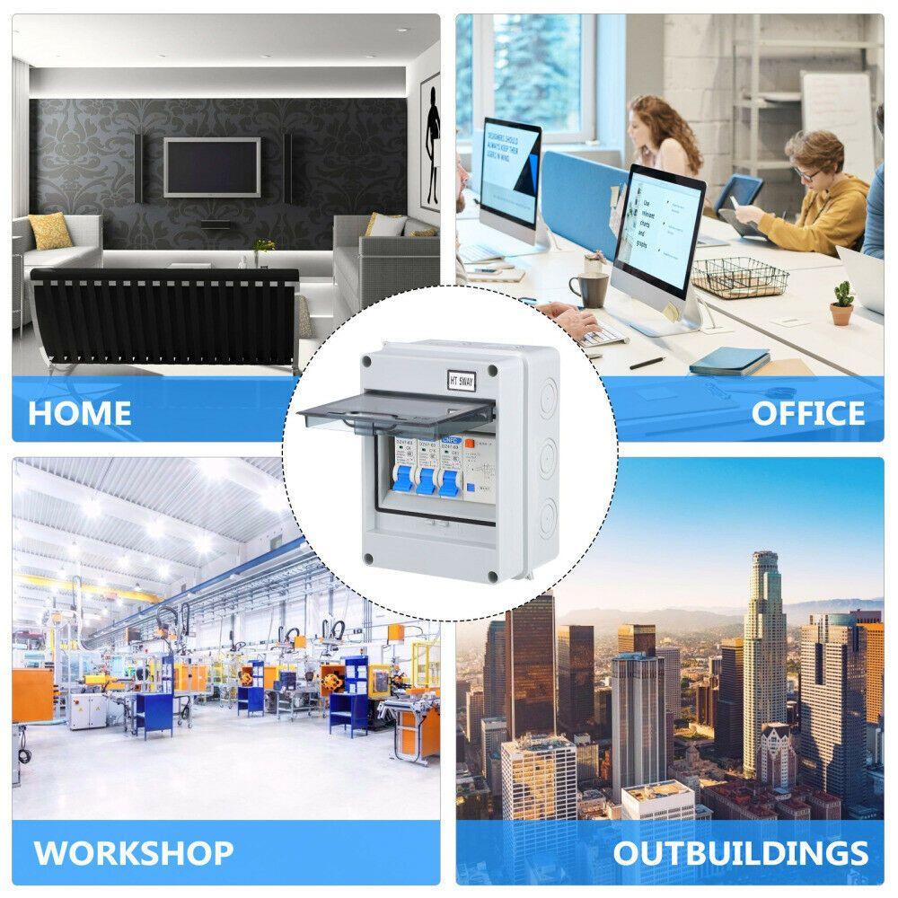 Waterproof for Electronics with RCD and 2x MCB Circuit Breaker Fuse Box Garage Consumer Unit 5 Way