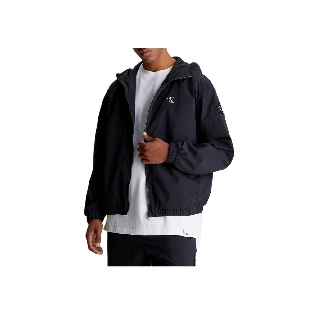 Calvin Klein Casual Hooded Loose Wrinkled Long Sleeve Windbreaker Men Outerwear Black J30J325106-BEH