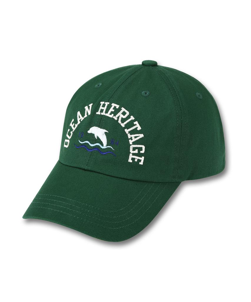 DOLPHIN WAVE APPAREL Ocean Heritage Dolphin Ball Cap Deep Green