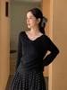 Jiu'er 7-Color Bowknot V-Neck Knitwear - Women's Versatile Solid Base Layer 0677