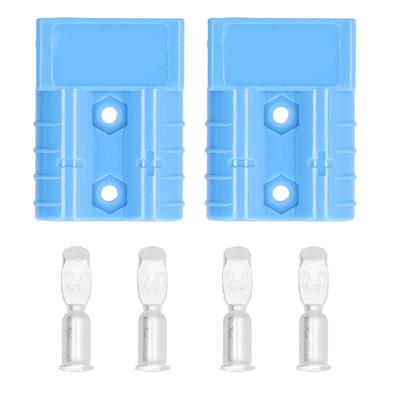 2 Stück Batteriestecker 50A Leichtgewicht Schnellkupplung Kabelbaum Stecker-Set 6AWG 600V Blau