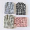 Japanese Spring Autumn Couple Pajama Set 100% Cotton Men's and Women's Plaid Long Sleeve Two Piece Home Furnishing
