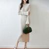 100% Pure Wool Women's Round Neck Slimming Knee-Length Dress for Autumn/Winter.