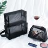 Borsa per trucco in rete nera Borsa per cosmetici trasparente da donna Borse portaoggetti portatili di piccole dimensioni da viaggio Custodia per asciugamani da viaggio