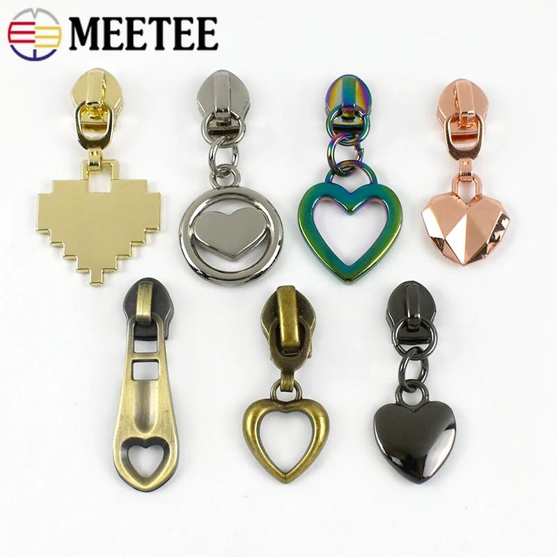 Meetee 5-50 Stück 5# Nylon Reißverschlussanhänger Kleidung Taschen Reißverschlüsse Reparatur Schieber für Plastikreißverschlüsse Herz Reißverschlusskopf Griff Nähzubehör
