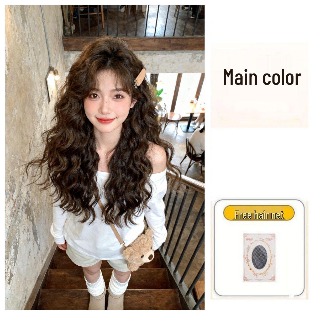 Женский реалистичный и натуральный длинный кудрявый парик - Уменьшающий возраст, Пушистый шерстяной завиток, Ежедневный полный парик