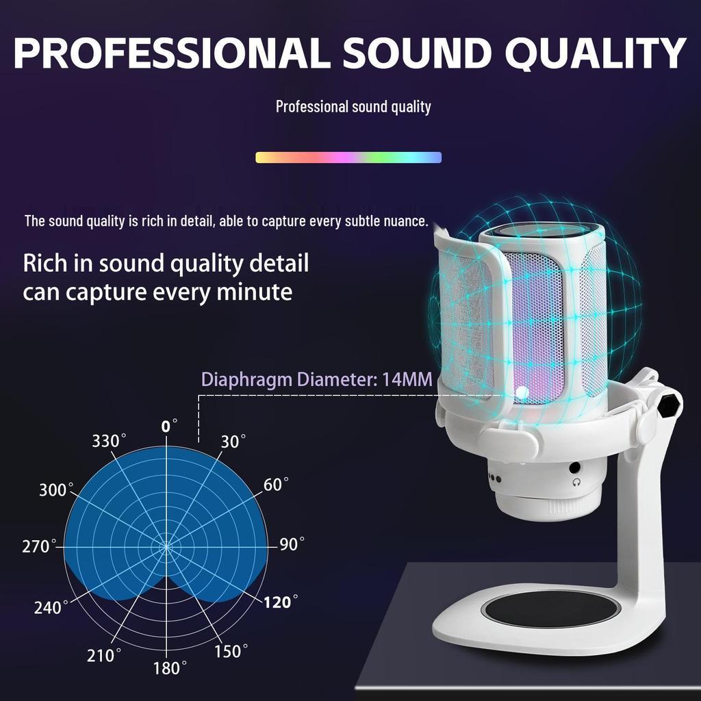 RGB USB Gaming Microphone with Pop Filter for Esports and Live Streaming