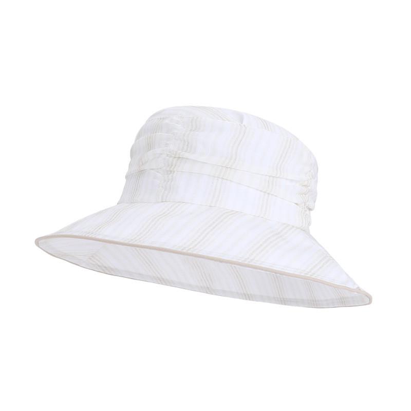 

Summer Striped Widebrim Sun Hat With Flounce Design And Sun Protection For Casual Wear білий