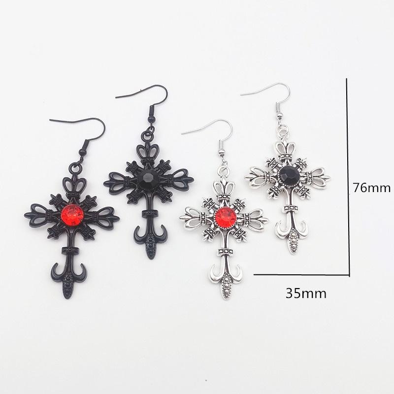 Gothic Hip Hop Rock Cross Crystal Earrings Aesthetic Accessories Jewelry Gift