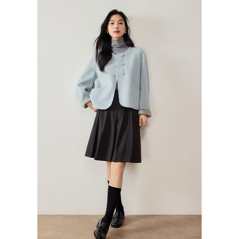 VICTORIA&VERA Women's MIU Style Pleated A-Line Skirt