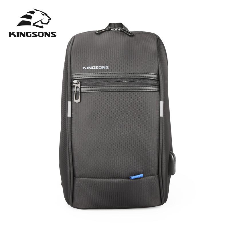 Crossbody Bag Kingsons Men Messenger Bag Small Running Riding Chest Bag 10.1 Inch Waterproof Tablet Bag USB Charging Black KS3174W