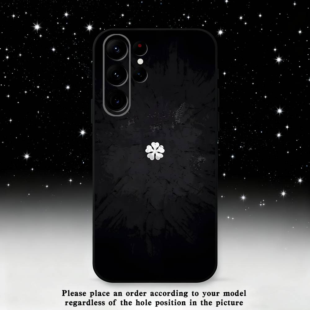 Black C-Clover A-Asta Phone Case For Samsung S25,S24 Ultra,S20,S30 plus,S22 plus,S23,S30 Ultra 5G Silicone Black Shell