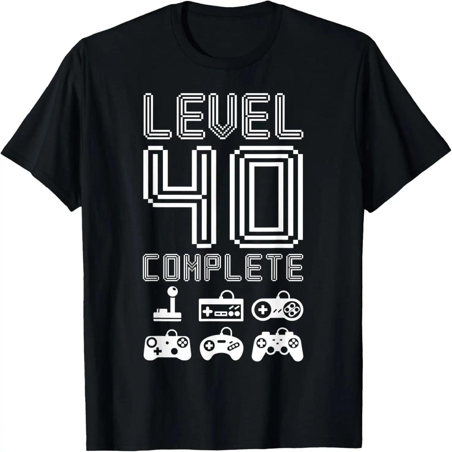 Funny 40th Birthday Gamer T-shirt Level 40 Complete S чёрный