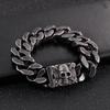 Personalized Men's Titanium Cuban Chain Skull Bracelet