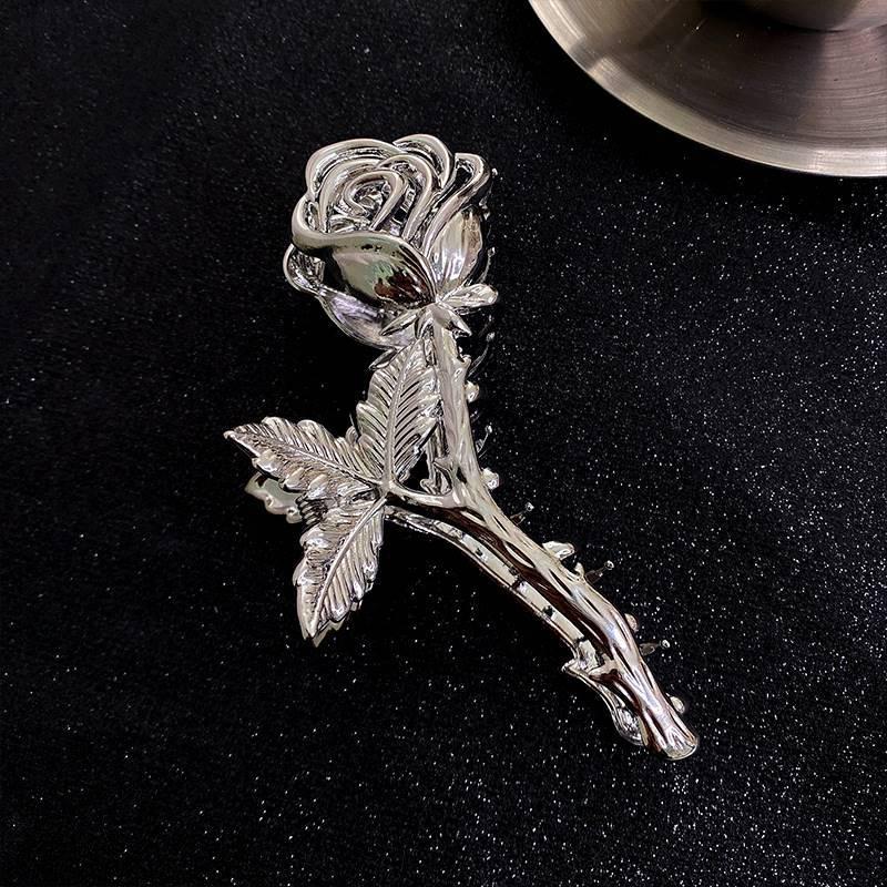 Rose Blume Metall Haarklammer - Retro Stil für Frauen