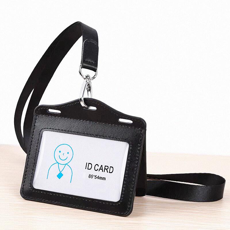 Retractable Reel Heavy Duty Carabiner Leather Card Badge Holders and Clear ID Window for Office Staffs Student Teacher Couriers