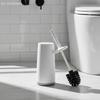 1 Set Soft Bristle Plastic Toilet Cleaning Brush Splash Proof Handle Toilet Brush With Base Bathroom Toilet Cleaning Tools