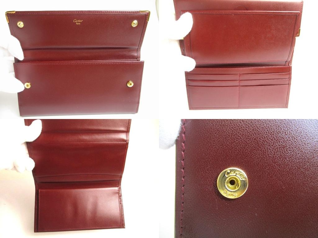 Authentic Cartier Must De Cartier Bordeaux Leather Flap Long Wallet #a786  Refurbished