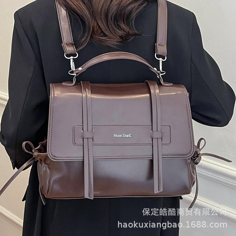 Tote bag women 2025 new large-capacity commuter backpack retro casual street trend shoulder travel backpack