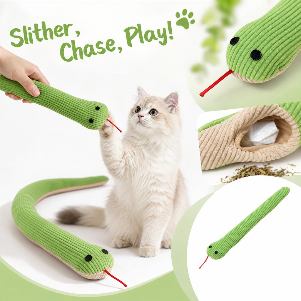 Toy Plush Snake with and Crinkle for Interactive Play and