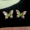 Mori Super Fairy Contrasting Color Zircon Butterfly Stud Earrings New Niche High-end Earrings Gentle and Unique Versatile Earrings