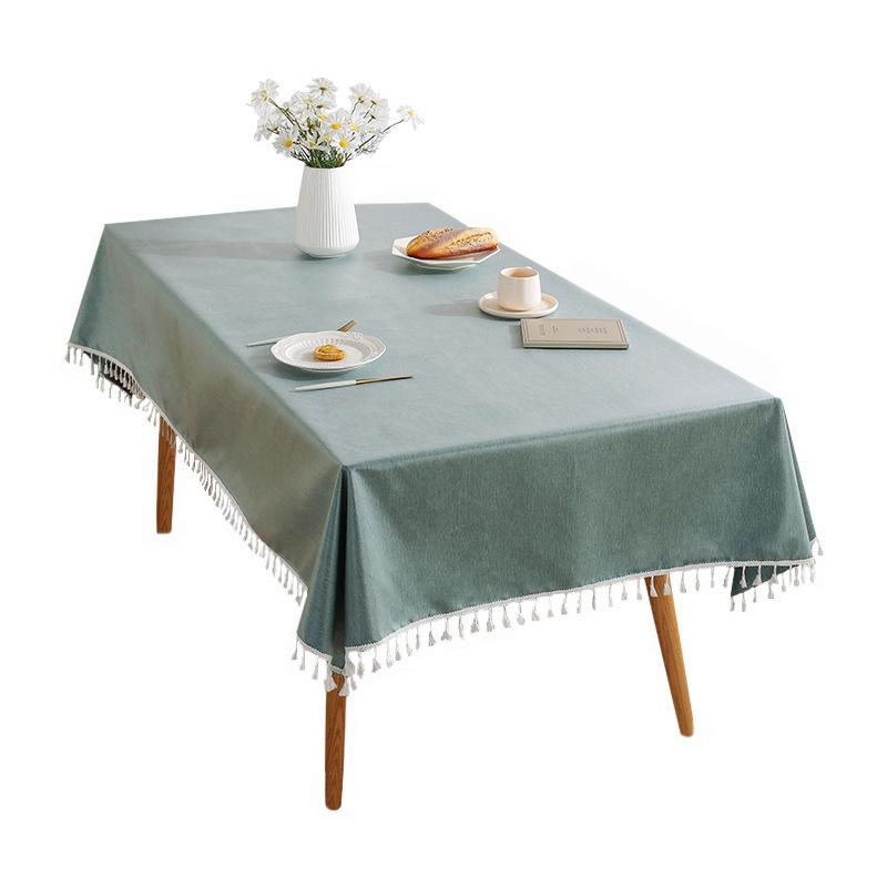 Simple Cotton And Linen Tablecloth Solid Color Tablecloth Waterproof And Oil-Proof Dining Table Cloth Restaurant Fabric Decorative Cloth Dust-Proof