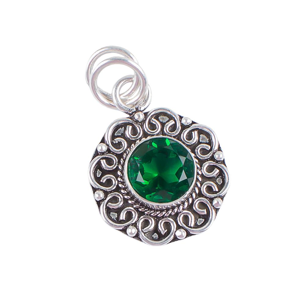 Chrome Diopside Gemstone 925 Sterling Silver Necklace Pendant 1.06" Handmade Jewelry for Mom PP-29-12