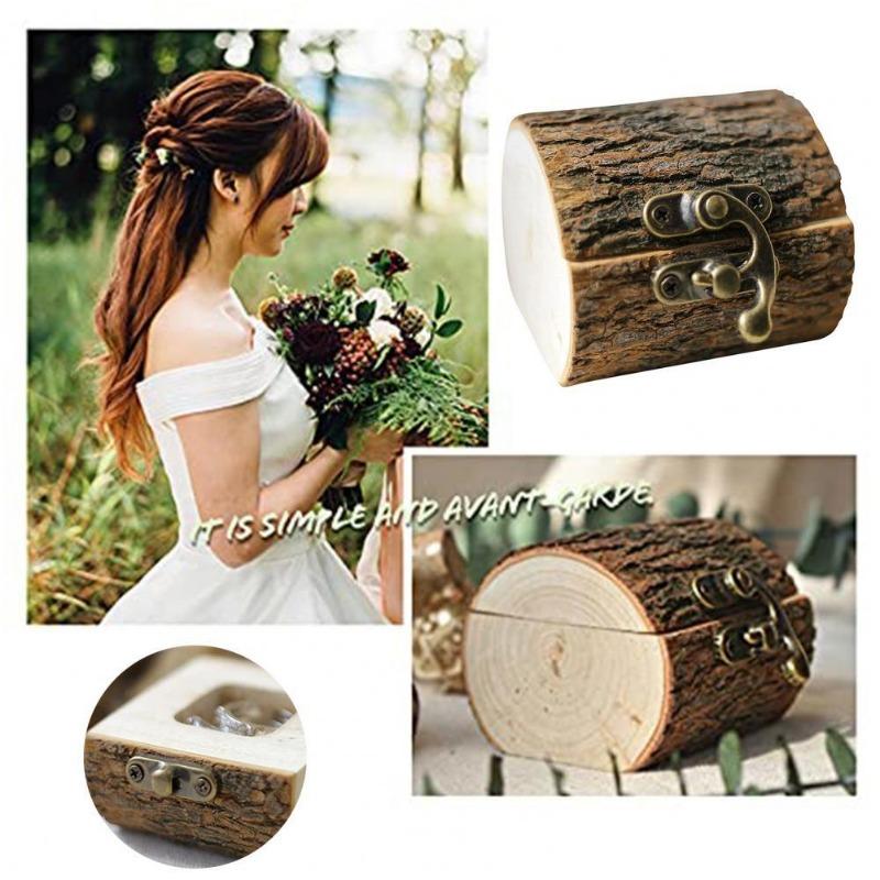 Creative Ring Box Wooden Handmade Crafts Rustic Jewelry Storage Holder Personalized Ring Bearer Box Wedding Gifts
