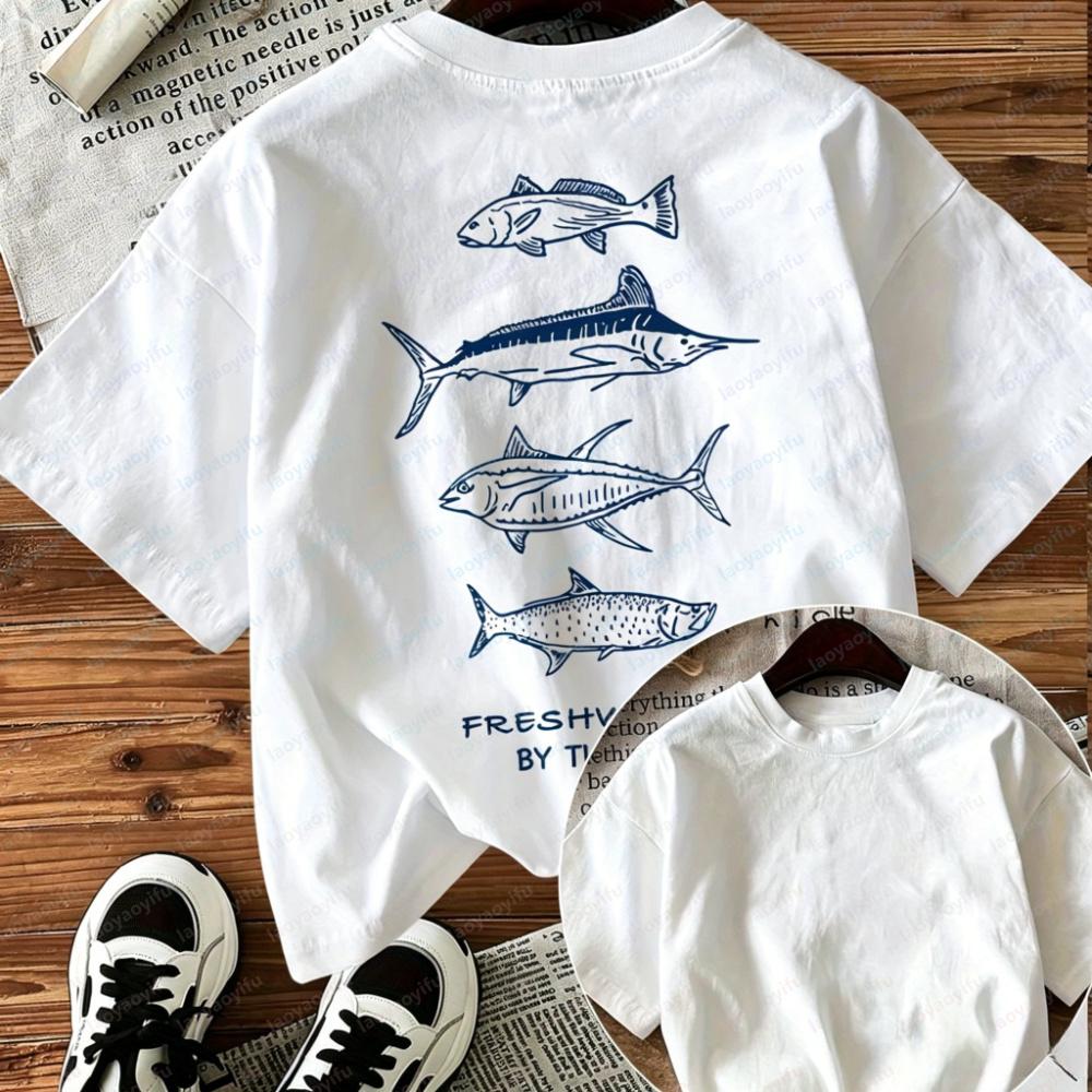 Fresh Catch Sea Fish Graphic TShirt Unisex Casual Cotton Short Sleeve Ocean Fishing Lover Tee Funny Outdoors High Quality Cotton