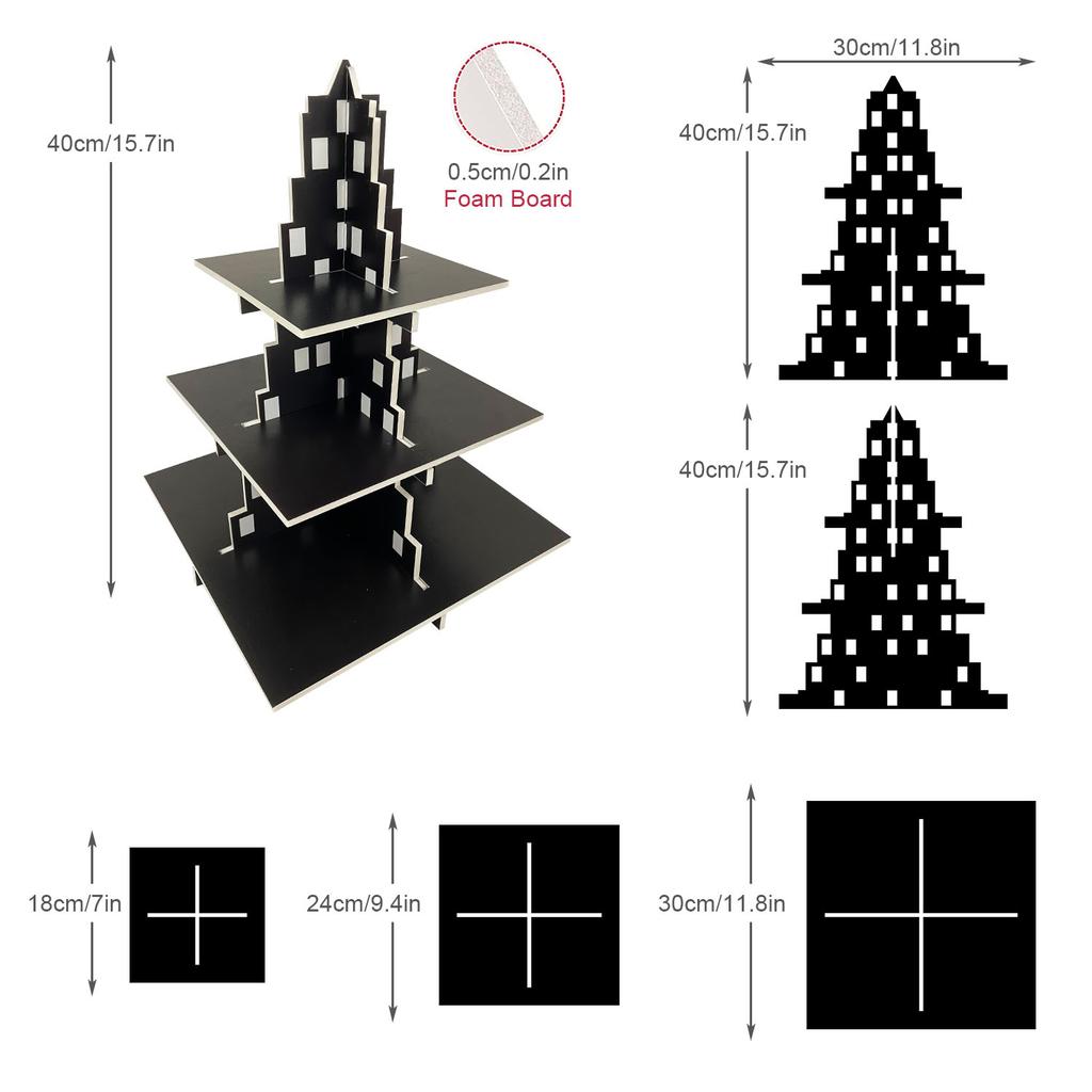 City Skyscraper Cupcake Stand 3 Tier Cake Party Supplies Building Cupcake Stand for Birthday Table Decor City Themed Parties