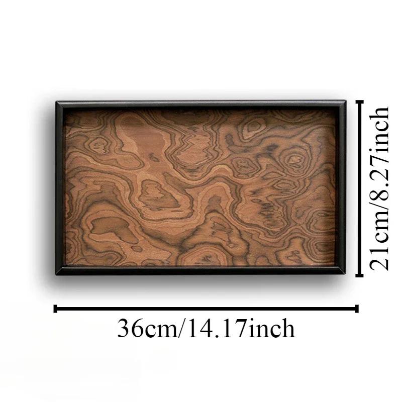Volcano Pattern Tray High-end Ins Retro Medieval Home Living Room Bedroom Aromatherapy Wooden Tray Jewelry Tray