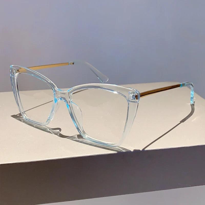 Oversized Cat Eye Eyeglasses Butterfly Candy Color Blue Light Blocking Eyewear Trendy Non-prescription Spectacles