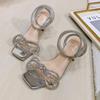 Fashion Summer Fashion Crystal Women Sandals Luxury Rhinestones Bowknot Wedding Shoes High Heels Sandals Party Prom Shoes 34-40