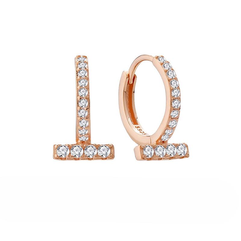 

925 Sterling Silver Double T Earrings Fashion Temperament One-Line Ear Buckle French Niche Exquisite Alphabet Earrings 925 Silver