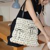 JIAERDI Beige Sweet Cute Bow Tote Bag Women Print Wrinkle Large Capacity Shoulder Bag Ladies Harajuku Y2k Aesthetic Underarm Bag