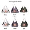 Gao Yuanyuan Style Japanese Embroidery Cat Tote Bag - Versatile, Large Capacity, Single Shoulder & Crossbody Drawstring Bag
