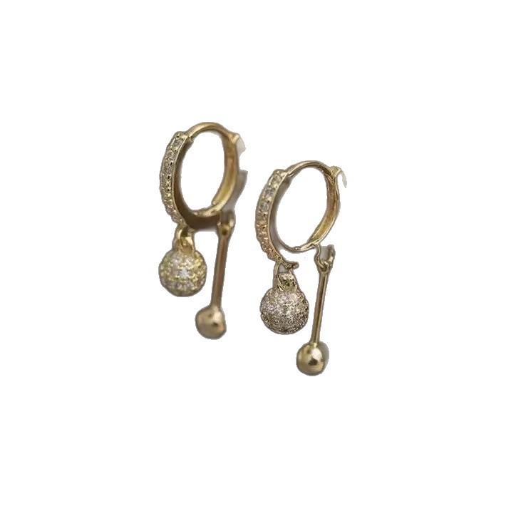 Korean-Style Elegant Rhinestone Ball Earrings - Versatile, Fashionable, and Ultra-Shiny Design.