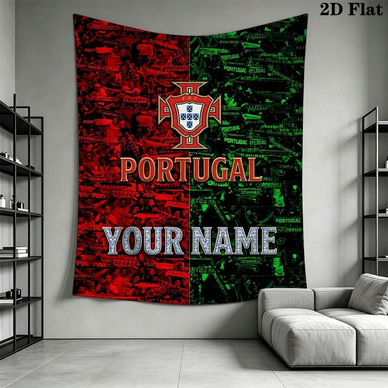 Name Custom PORTUGAL Wall Tapestry Aesthetic Wall Hanging Printed Fabric Blanket Decorative Tapestries for Bedroom Living Room Home Decor