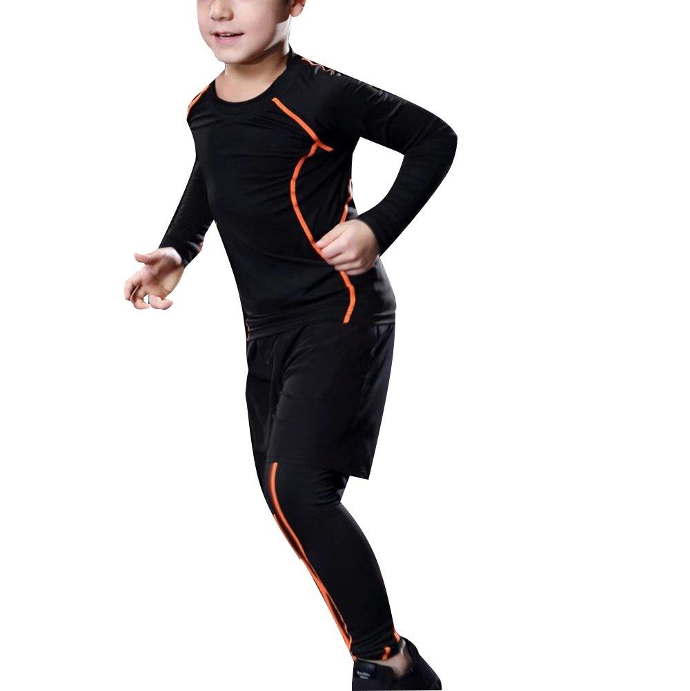 LANBAOSI Compression Underwear Set for and featuring a Long Sleeve Shirt and and Black Size Perfect for Winter Training and Kids' Soccer, Skiing,