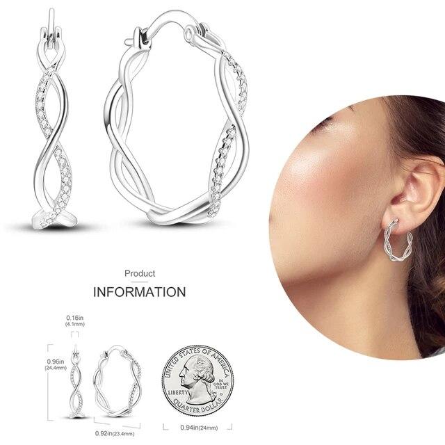 Brincos de argola de prata 925 para mulheres, brilhantes, pavê, cz, joias finas de luxo, brinco