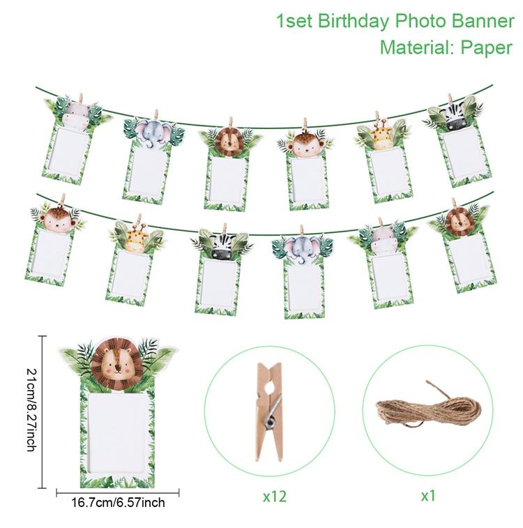 Jungle Safari Birthday Bunting Banner Woodland Safari Birthday Party Decoration Wild one 1st Jungle Birthday Party Supplies Deco