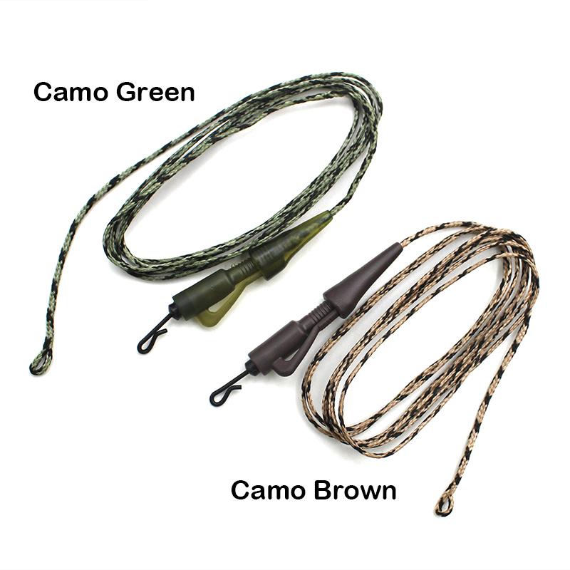 2x Carp Fishing Leader Line 100cm/45lb QC Hybrid Clip Leadcore Leader Camo Green/Brown Carp Fishing Hair Rigs Terminal Tackle Accessories