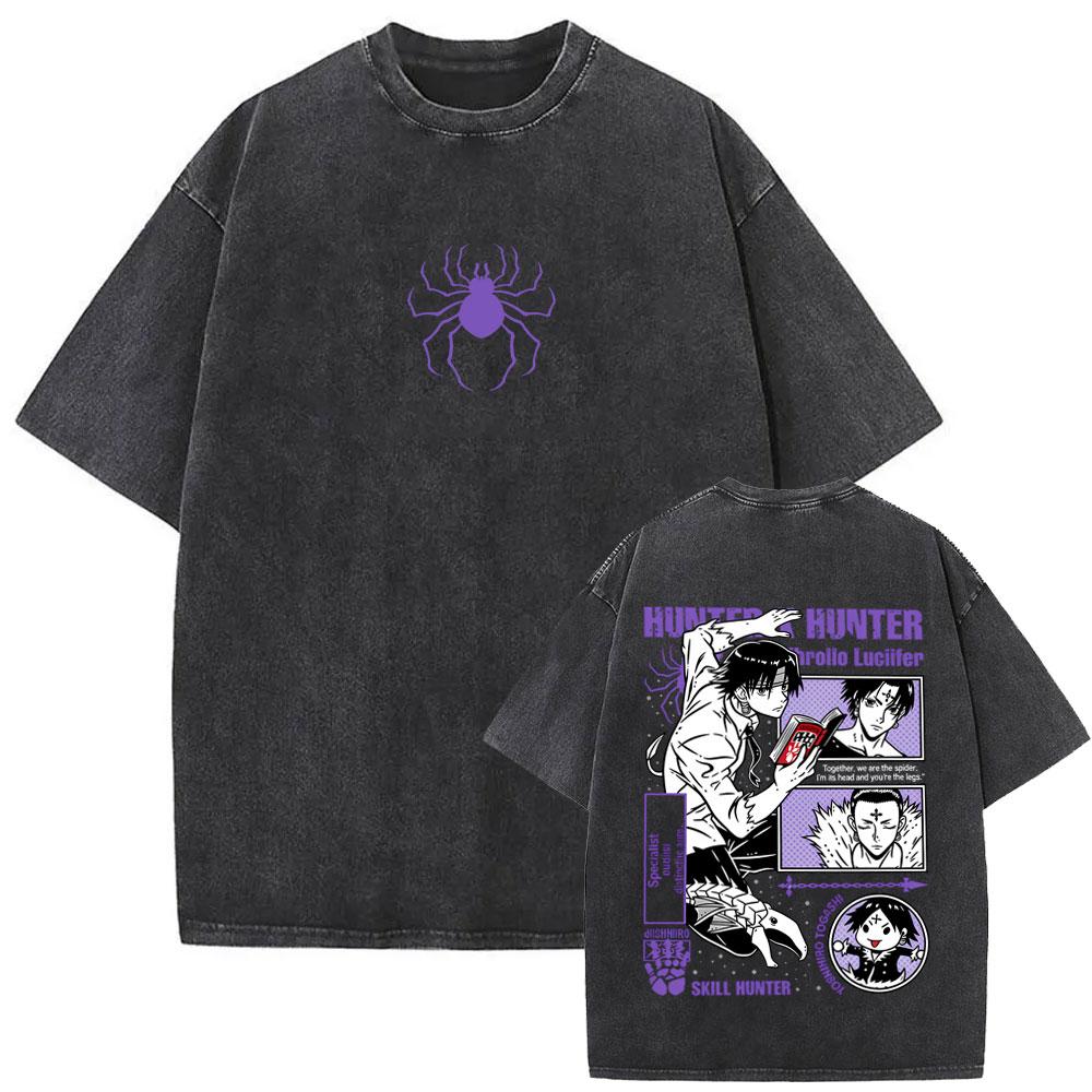 Washed Vintage Anime Hunter X Hunter T-shirts Manga Gon Freecss Graphic T Shirts Men Women Retro Cartoon Oversized Streetwear