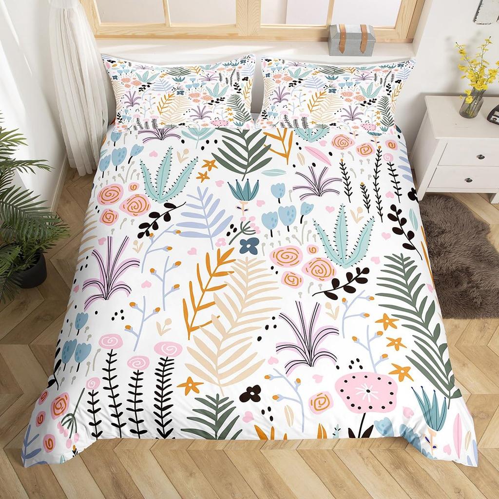 Bedding Covers Queen Size Floral Comforter Cover Sets for Kids Teens Boys Girls Man Women Bedroom Decor Floral Cozy Quilt Cover