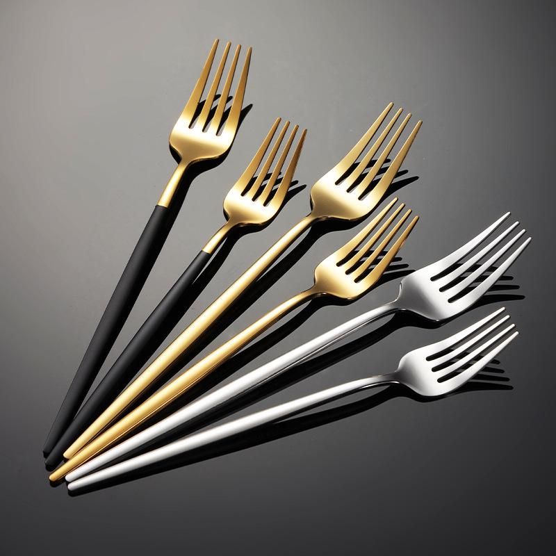 410 Stainless Steel Thin Portuguese Tableware Knives, Forks and Spoons Titanium-plated Paint Multi-specification Gifts