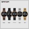 Sanda Stylish Touch Key Electronic Watch with Mesh Band - Creative Business Design.
